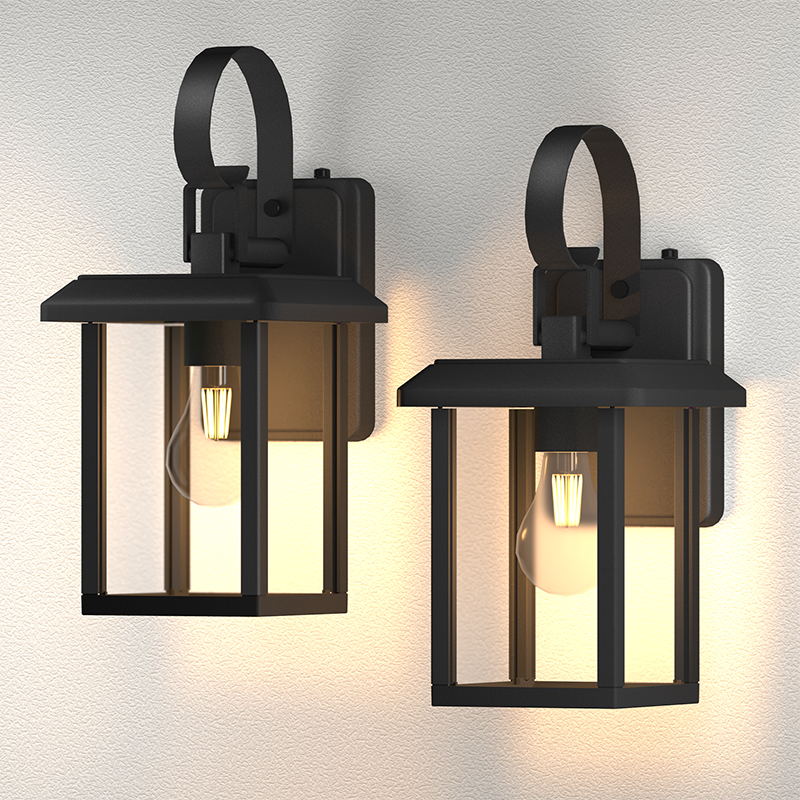 Lustrlach Buitenwandlamp Dusk to Dawn Buitenlamp met helder glas voor veranda, voordeur, garage, E26 Wandmontage Waterdichte buitenhuislantaarn.3000K,5000K